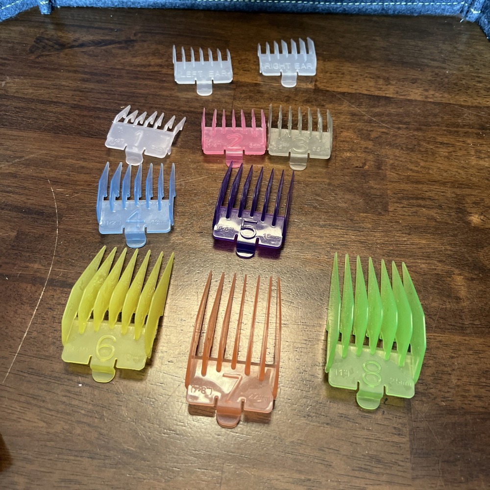CONAIR CLIPPERS SET OF 10 DIFFERENT SIZES EUC HAIRCUTTING TOOLS